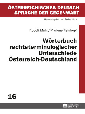 cover image of Wörterbuch rechtsterminologischer Unterschiede ÖsterreichDeutschland